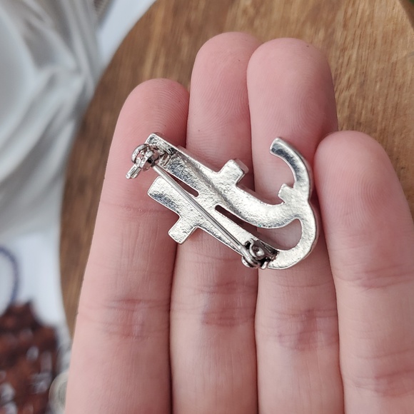 Jack And Jill Crystal Accent Pink & Blue Initial Pin - Women Jewelry B556 - Picture 3 of 4